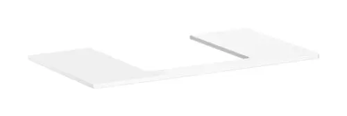 Weiße Konsole mit mittigem Ausschnitt, geeignet für einen Aufsatzwaschtisch. Design von Hansgrohe, funktional und einfach zu integrieren.